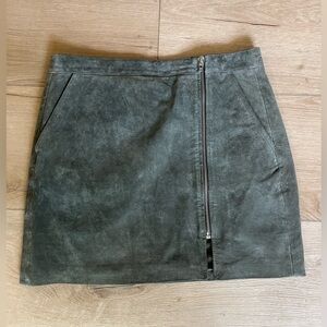 Blank NYC Olive Leather Front-Zip Mini Skirt Women’s 27